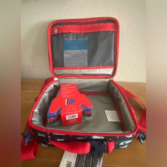 New Bentgo Kids Bundle Insulated Lunch Box Bag Crossbody Ice Packs Rockets - Picture 4 of 8